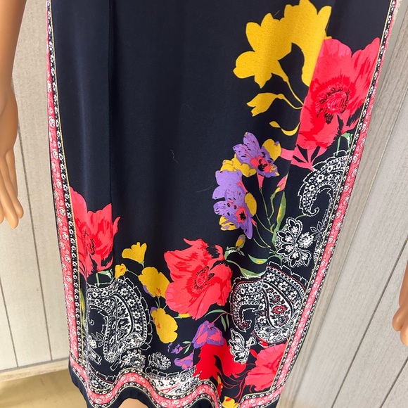 Roz & Ali Sheath Dress size Medium Blue with Beaded Metal collar NWT - Picture 3 of 8